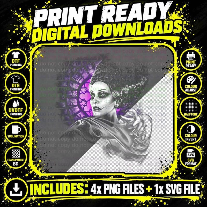 Female Character Purple Magenta Face Classical Makeup Png SVG Digital Bundle