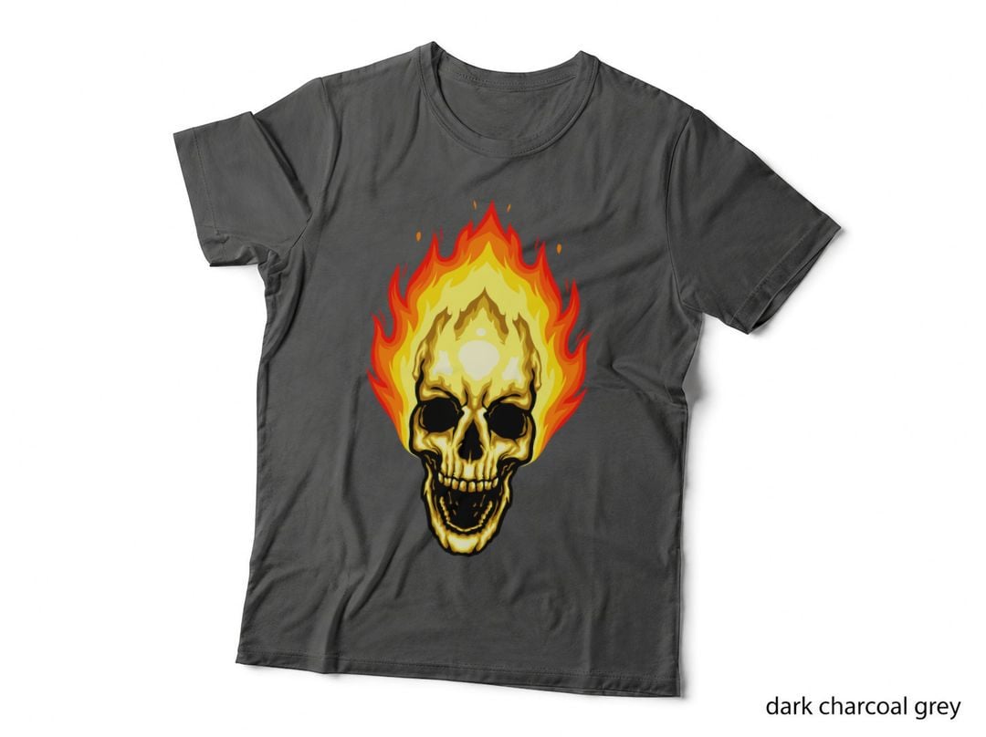 Flame Skull Engulfed Red Yellow Fire Flames T-Shirt