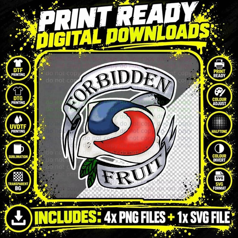Forbidden Fruit Stupid Teen Challenge Tattoo Pod T-Shirt Png SVG Digital Bundle