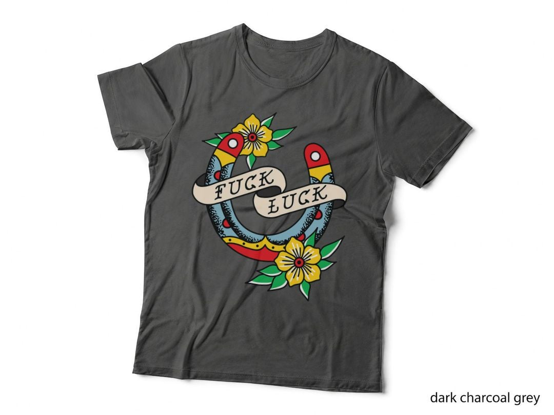 Fuck Luck Horseshoe American Traditional Tattoo Flash Alt T-Shirt