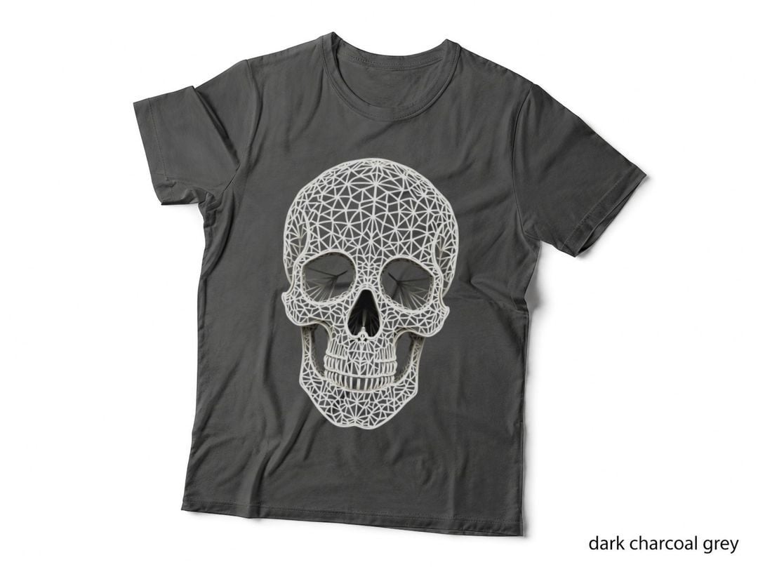 Geometric Skull, Abstract White Line Art, 3D Look, Unique Design T-Shirt
