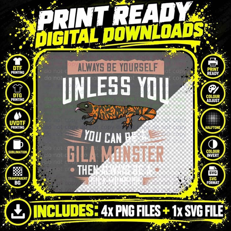 Gila Monster Lizard Cute Reptile Skull, Men's, Unisex Png SVG Digital Bundle