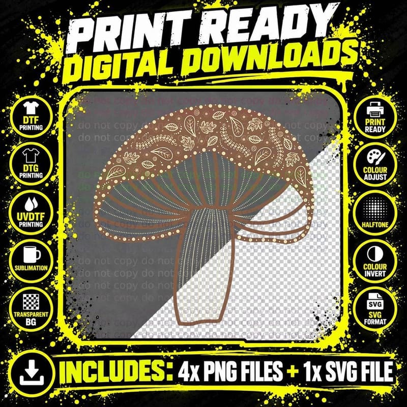 Goblincore Aesthetic Cottagecore Dark Academia Mushroom Png SVG Digital Bundle