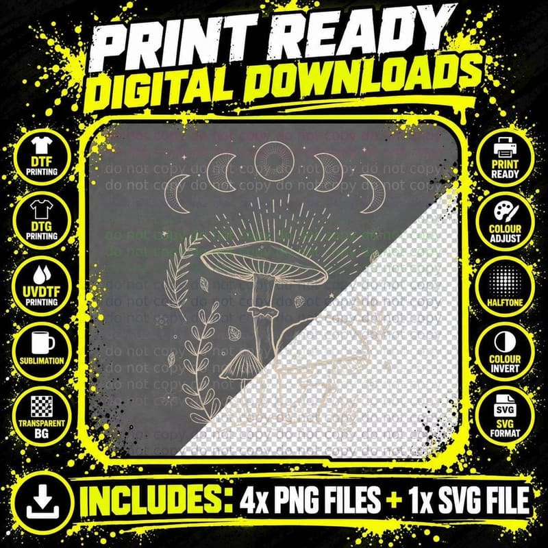 Goblincore Aesthetic Dark Academia Cottagecore Mushroom Png SVG Digital Bundle
