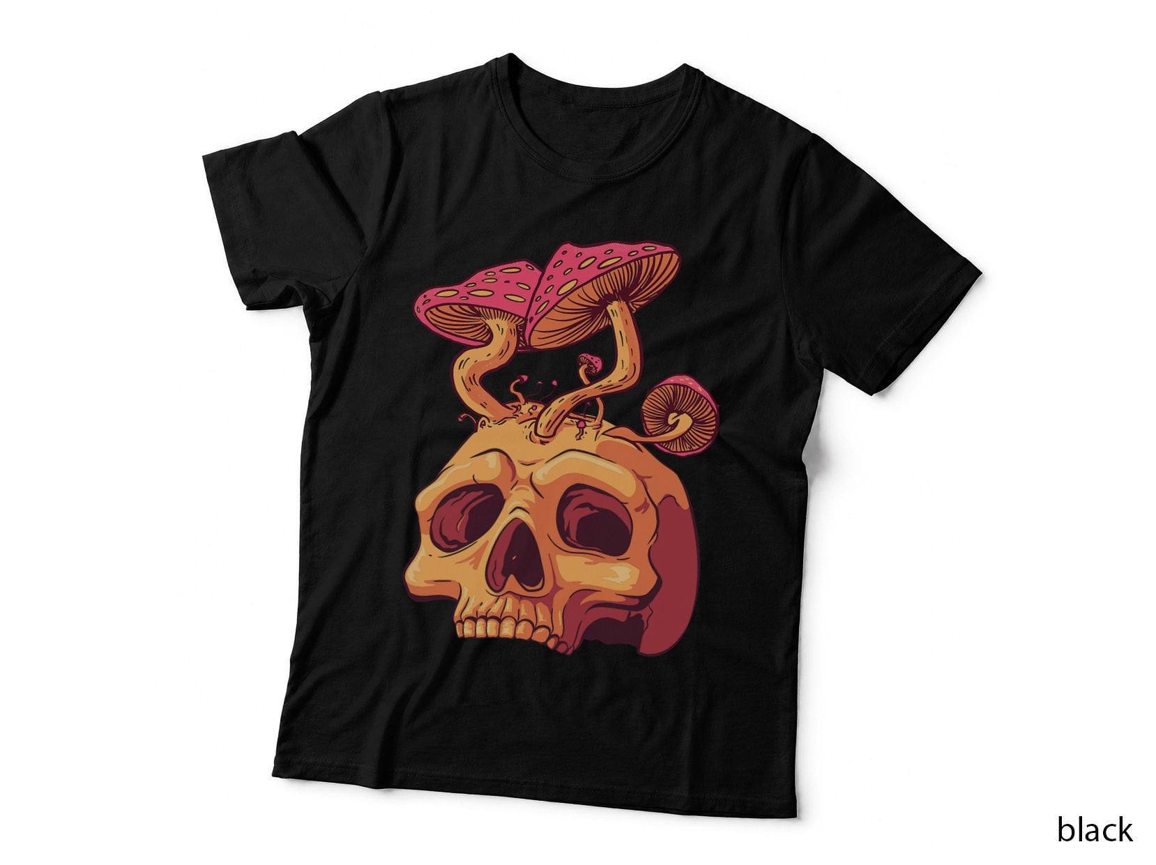 Goth Skull Mushrooms Mycologist T-Shirt