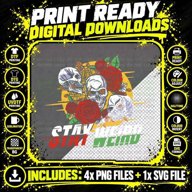 Goth Skulls Gothic Subculture - Stay Weird T-Shirt Png SVG Digital Bundle