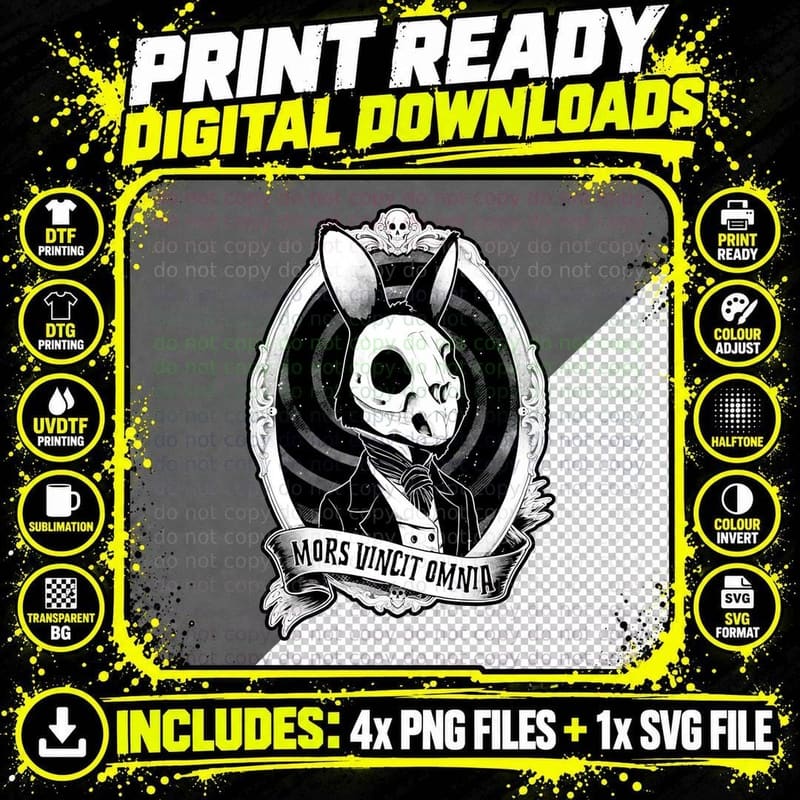 Gothic Rabbit T-Shirt, Dark Gift Tee Png SVG Digital Bundle