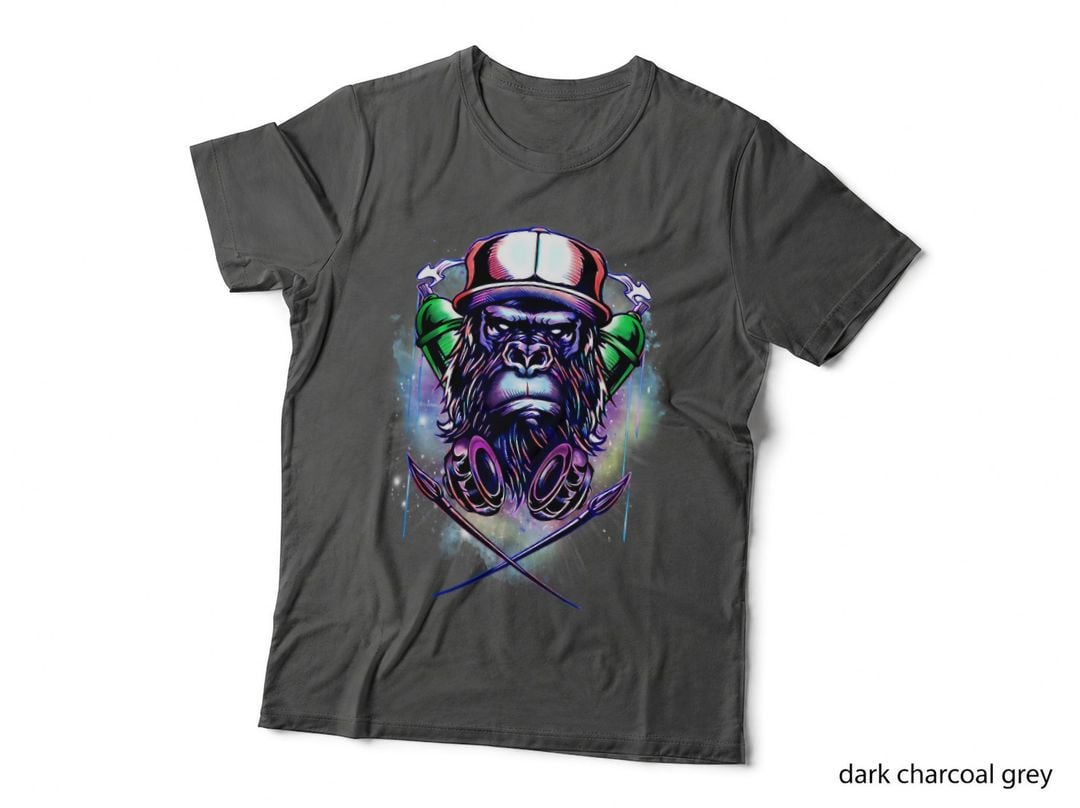Graffiti Gorilla Street Art T-Shirt, Colorful Tattoo Art, Urban Streetwear
