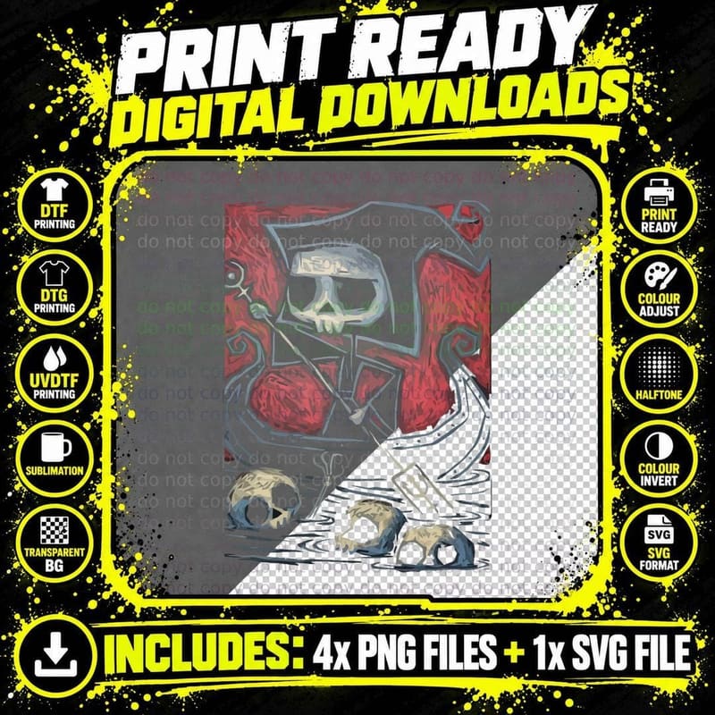 Grim Reaper Sailing Boat Death Occult Japanese Aesthetic Png SVG Digital Bundle