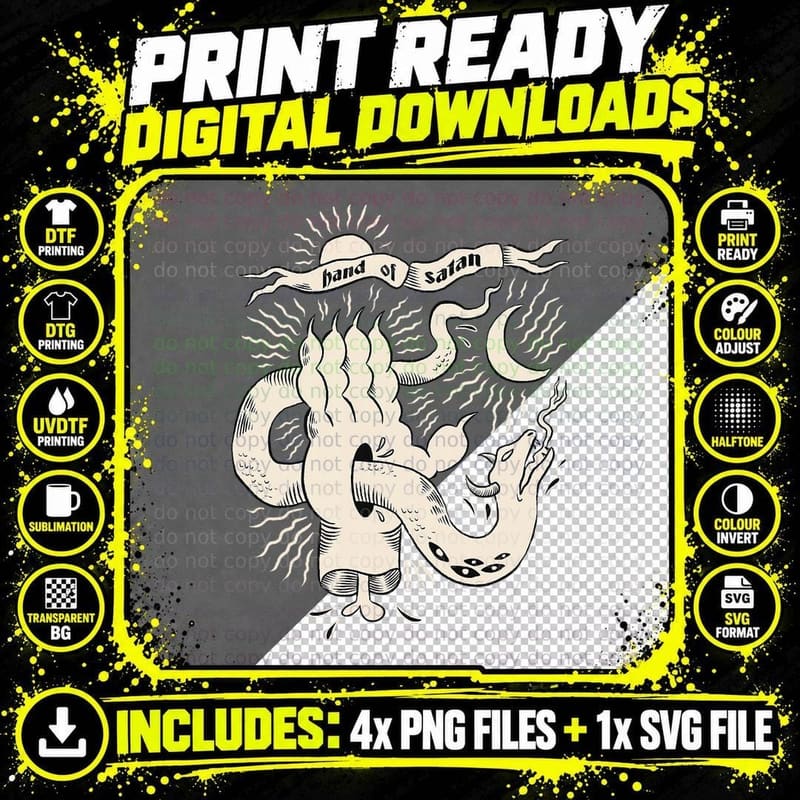 Hand of Satan Baphomet Satanic Goat Devil Goth Graphic Png SVG Digital Bundle