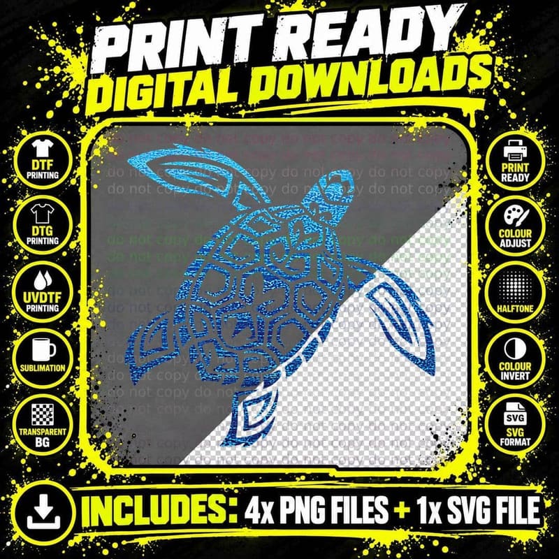 Hawaiian Sea Turtle Tribal Polynesian Tattoo Pacific Png SVG Digital Bundle