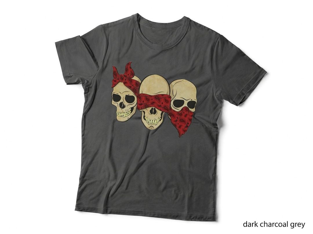 Hear See Speak No Evil Skull Heads T-Shirt