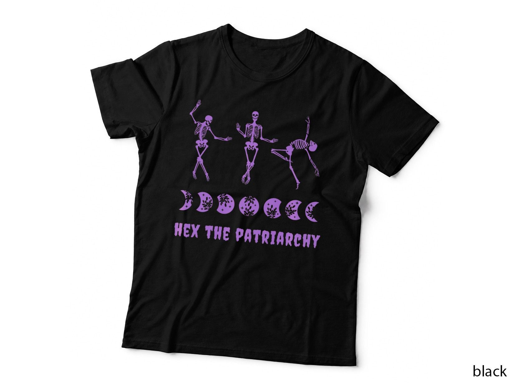 Hex the Patriarchy Purple Goth Dancing Skeletons Feminism, Women T-Shirt