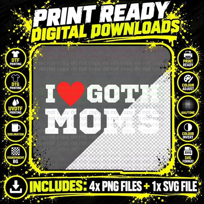 I Love Goth Moms I Love Goth Girls I Heart Goth T-Shirt Png SVG Digital Bundle