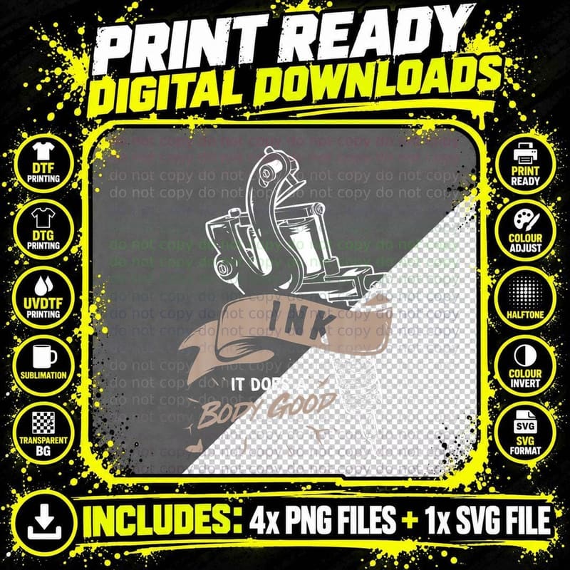 Ink It Does Body Good Tattoo Artist Inked Pen Tattoo Png SVG Digital Bundle