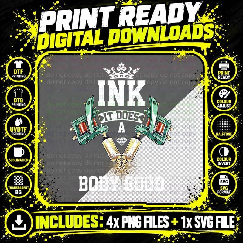 Ink It Does Body Good Tattoo Artist Inked Pen Tattooing Png SVG Digital Bundle