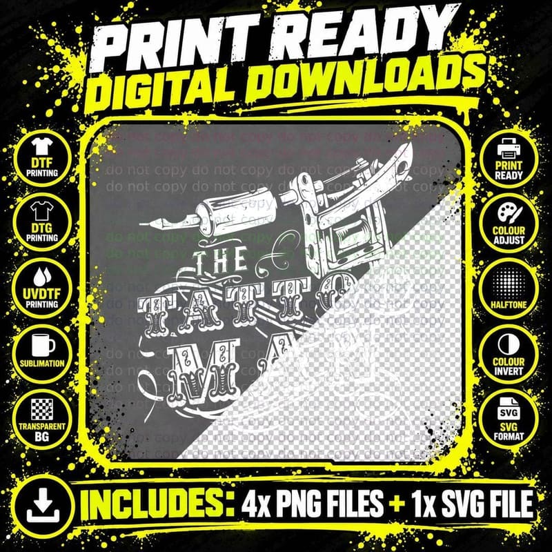 Ink Tattoo Artist T-Shirt, Tattoo Art Design Png SVG Digital Bundle