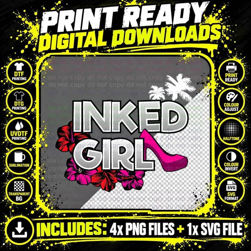 Inked Girl Tattoo Artist T-Shirt, Inked Style Png SVG Digital Bundle