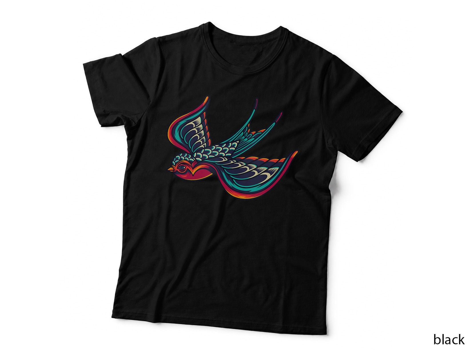 Japanese Swallow Tattoo Ink Graphic T-Shirt, Tattoo Art, Ink Style T-Shirt