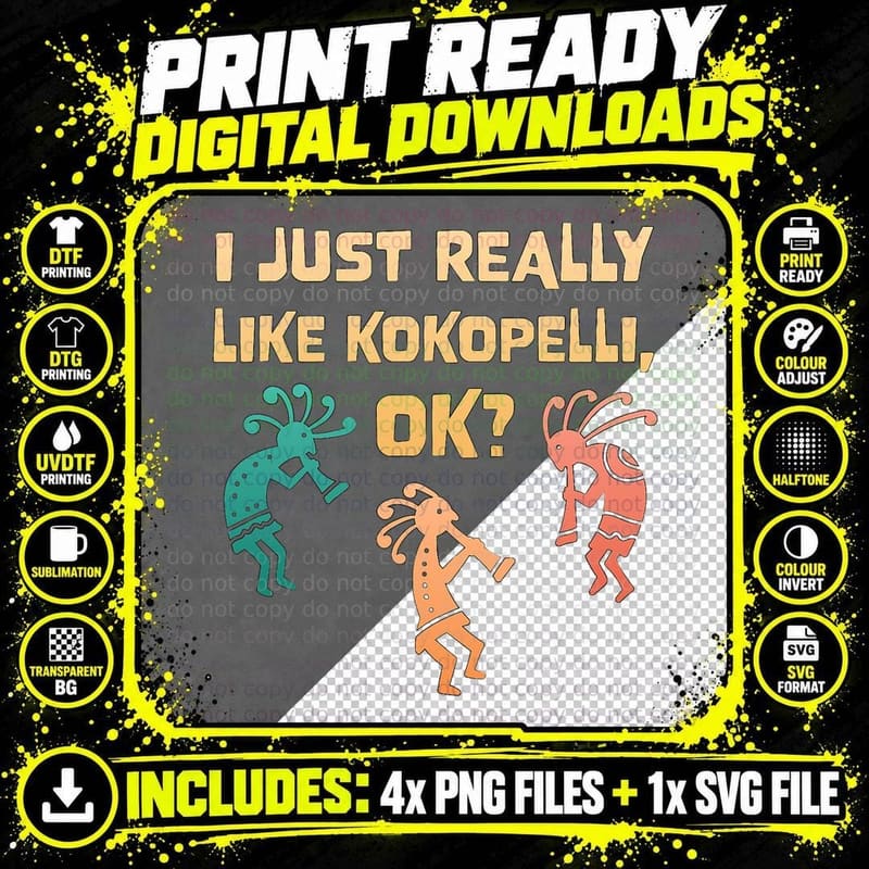 Kokopelli Fan Native American Tattoo Style Southwestern Png SVG Digital Bundle