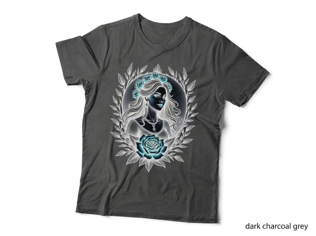 Lady with Flowing Flowers Tattoo T-Shirt