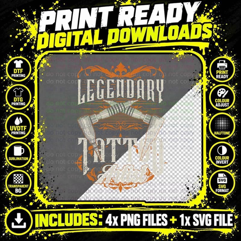 Legendary Tattoo Artist Art Ink Job T-Shirt Png SVG Digital Bundle