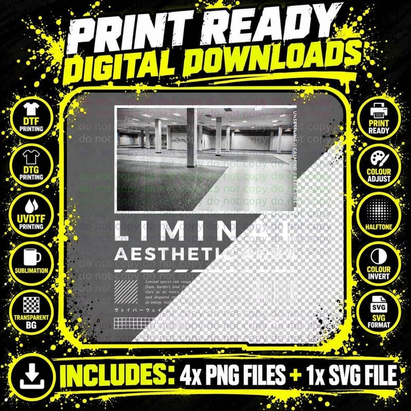 Liminal Spaces (Backprint) Vaporwave Backrooms Pastel Png SVG Digital Bundle