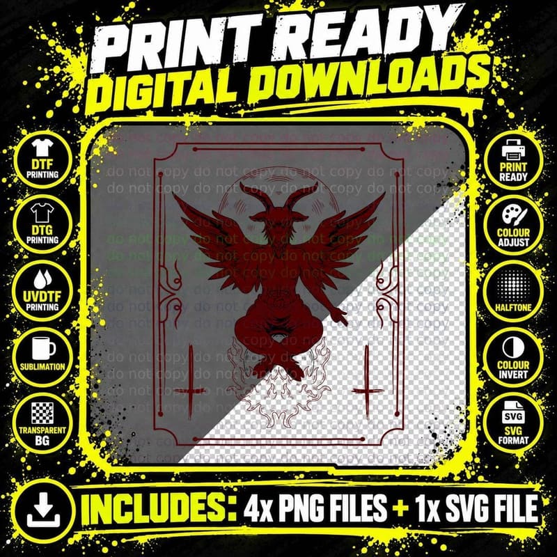 Lucifer Sigil Satan Goth Goat Occult Gothic Satanic Png SVG Digital Bundle