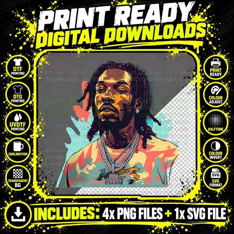 Male with Locs and Chain Layered Silver Chains Neck Png SVG Digital Bundle