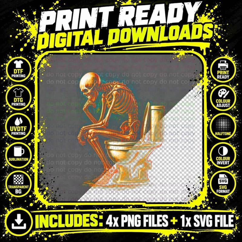 Melting Donut Candy Skull T-Shirt, Halftone Gothic Skull Png SVG Digital Bundle