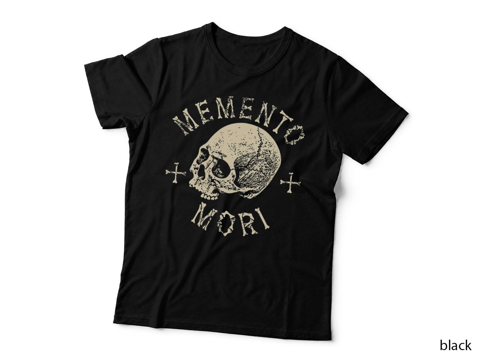 Memento Mori Human Skull Remember Death Stoic Tattoo Thinker, Goth Style T-Shirt