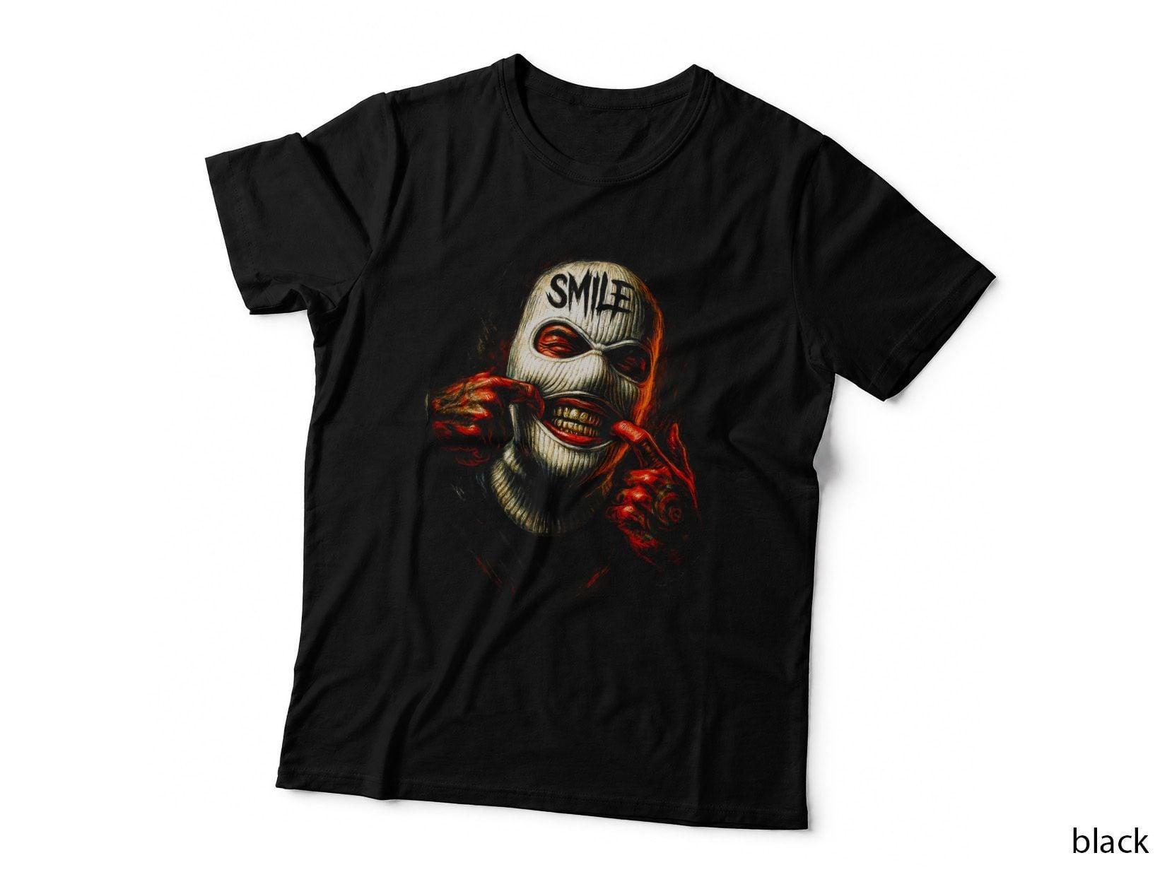 Menacing Smile Skull Portrait T-Shirt, Halftone Urban Street Art Graphic Tee