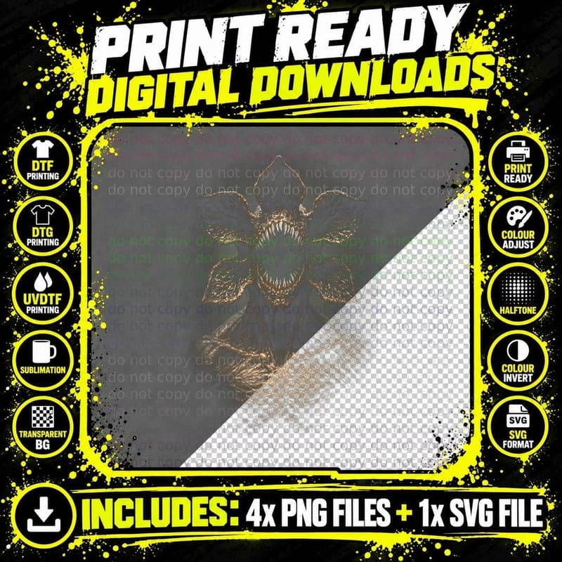 Monstrous Creature Portrait T-Shirt, Gothic Apparel Png SVG Digital Bundle