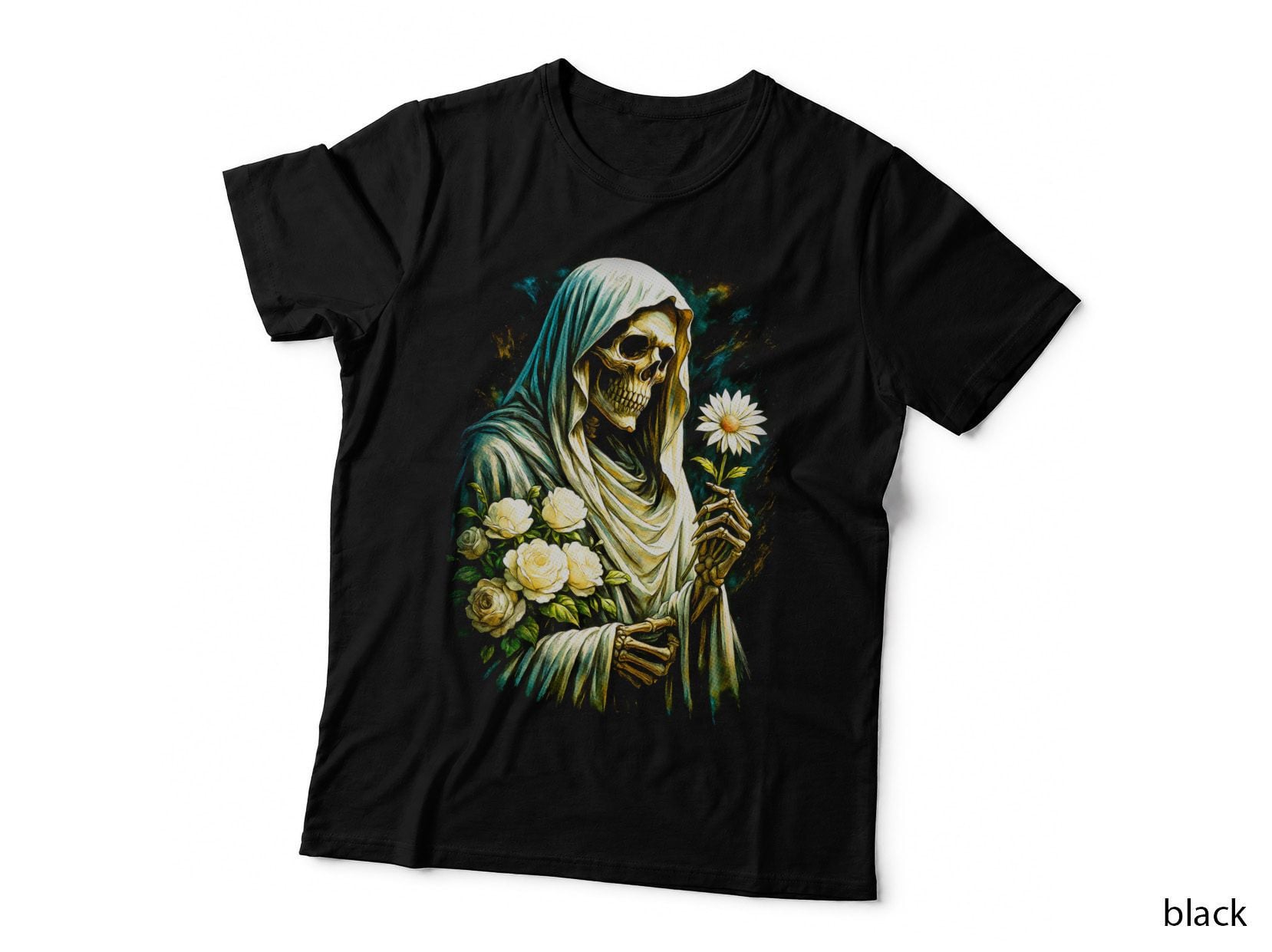 Morte Com Flores T-Shirt, Dia De Los Muertos Print, Gothic Apparel