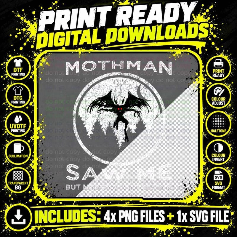 Mothman Occult Folklore Cryptidic Creature Cryptozoology Png SVG Digital Bundle