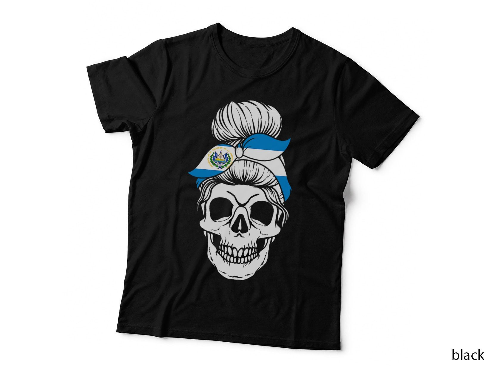 Nationality Country Origin - Skull Flag El Salvador T-Shirt