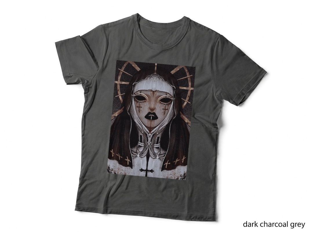 Occult Gothic Girl Dark Aestic Satanic Unholy Nun Goth T-Shirt