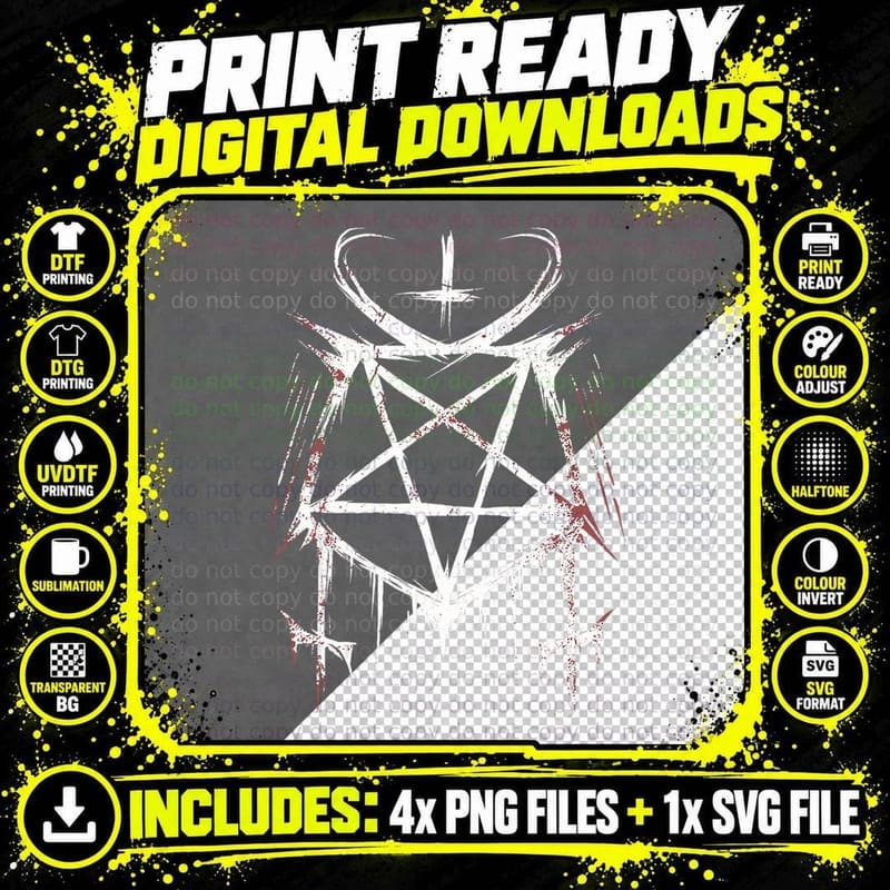 Occult Gothic Unholy Goth Witchcraft Emo Dark Satanic Png SVG Digital Bundle