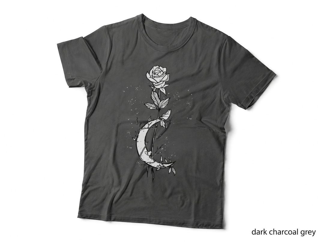 Occult Moon Rose Witchcraft Sacred Geometry Goth Dark Magic T-Shirt