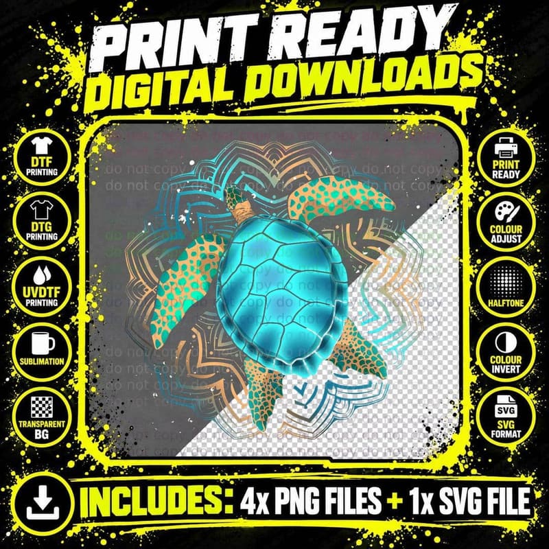 Ocean Animal Sea Turtle Lover Polynesian Tattoo Turtle Png SVG Digital Bundle