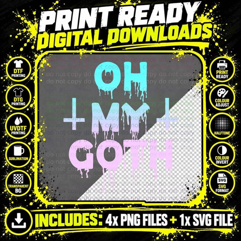 Oh My Goth - Pastel Goth Soft Goth Aesthetic Clothes Png SVG Digital Bundle