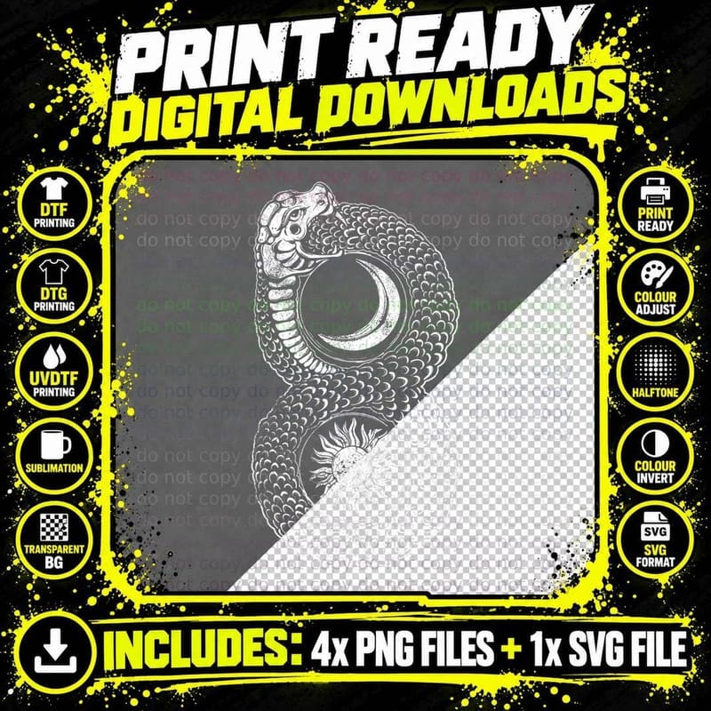 Ouroboros Snake Eating Tail T-Shirt Png SVG Digital Bundle