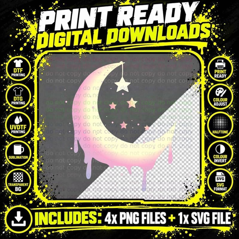 Pastel Moon Goth Vaporwave T-Shirt Png SVG Digital Bundle