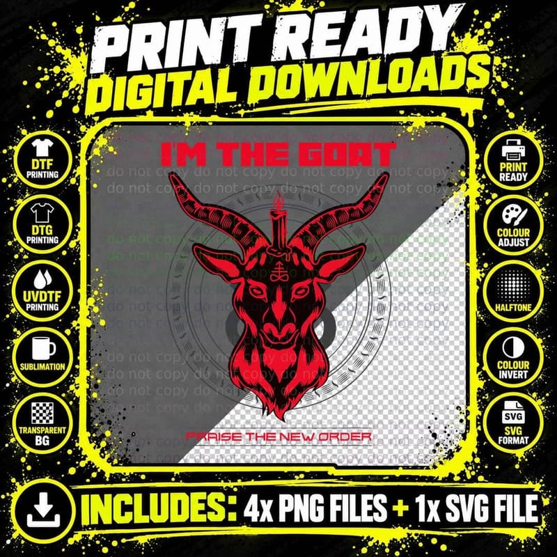 Pentagram Tee - Baphomet Satanist Goat T-Shirt Png SVG Digital Bundle