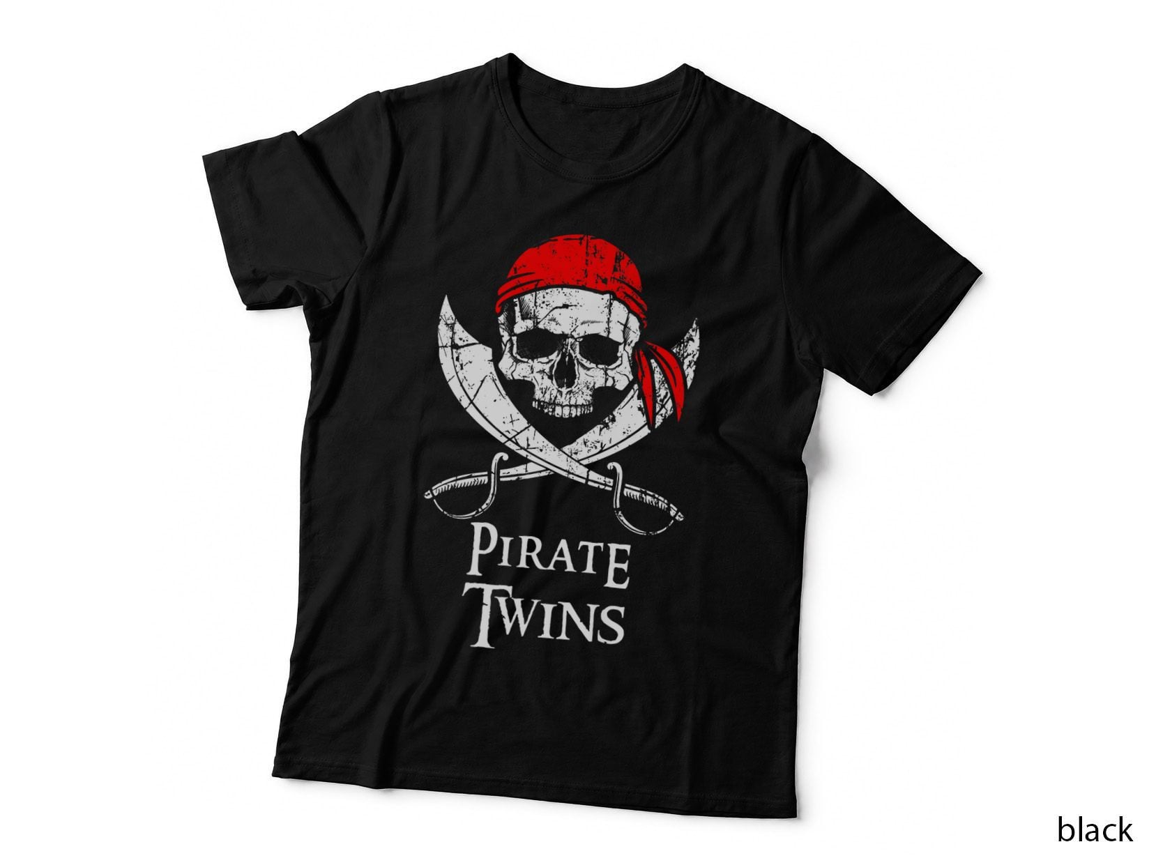 Pirate Twins Skull and Crossbones Flag T-Shirt