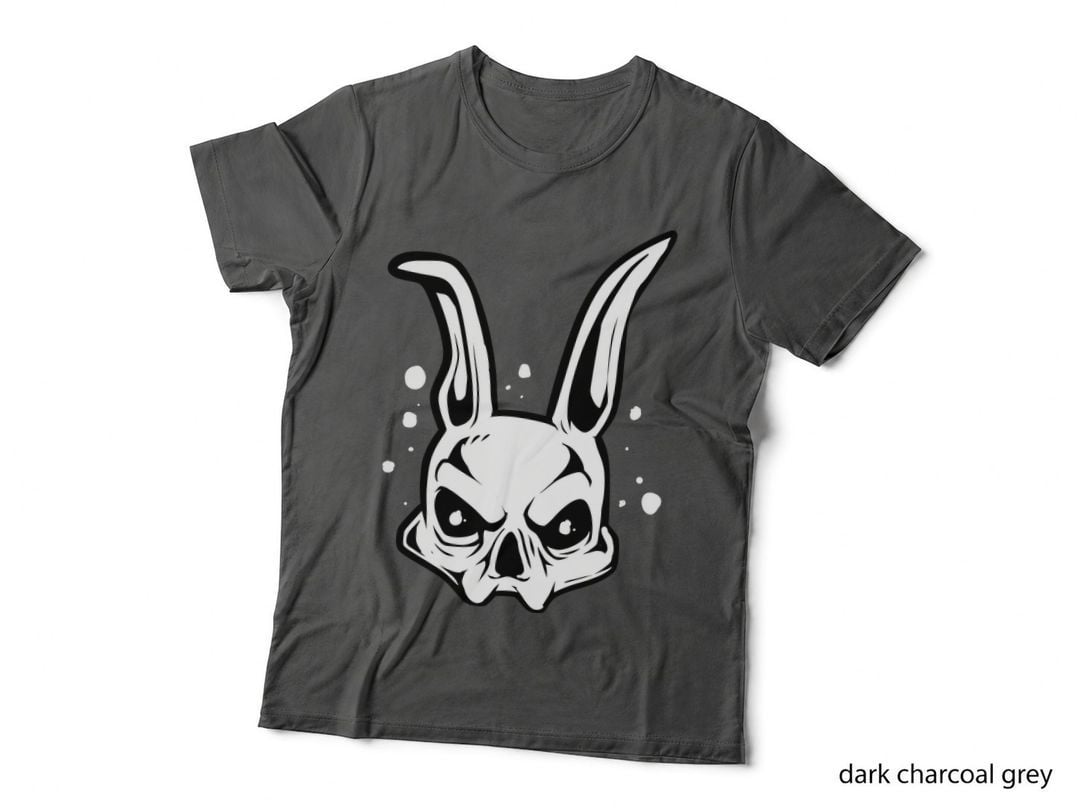 Rabbit Skull Long Ears Hare Minimalist White Black Line Art Clean T-Shirt
