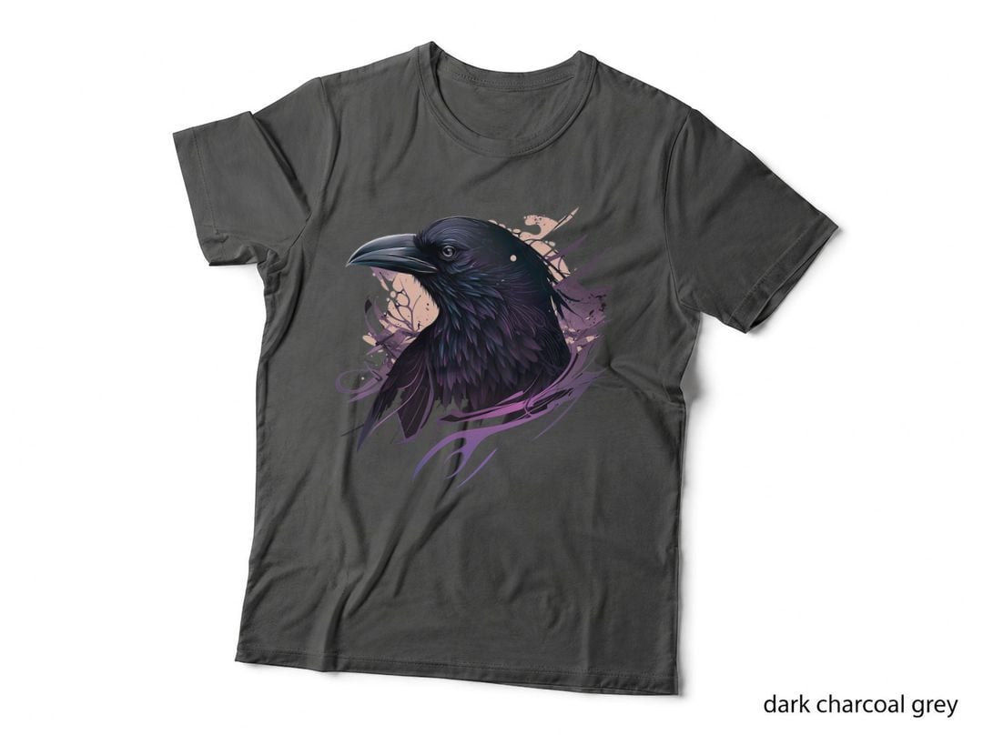 Raven Graphic Goth Black Crow T-Shirt