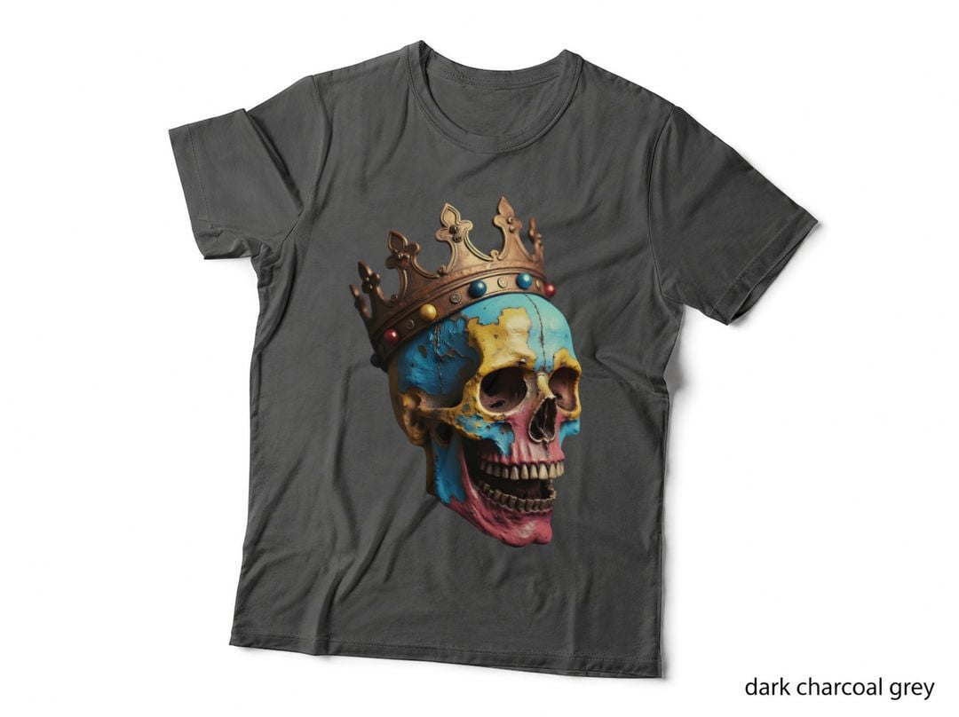 Regal Skull Golden Crown Ornate T-Shirt