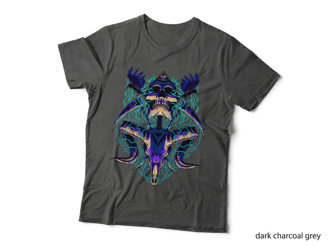 Ritual Baphomet Goat Head Skull Illuminati Satanic Demon T-Shirt