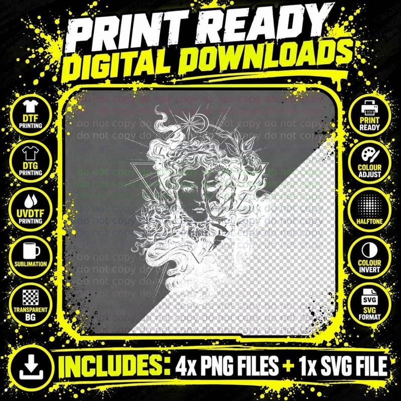 Roses Goth Design T-Shirt Png SVG Digital Bundle